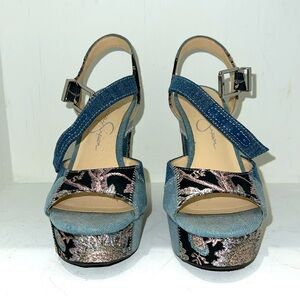 Jessica Simpson Denim ‘Patch Patterned’ Wedges size 5